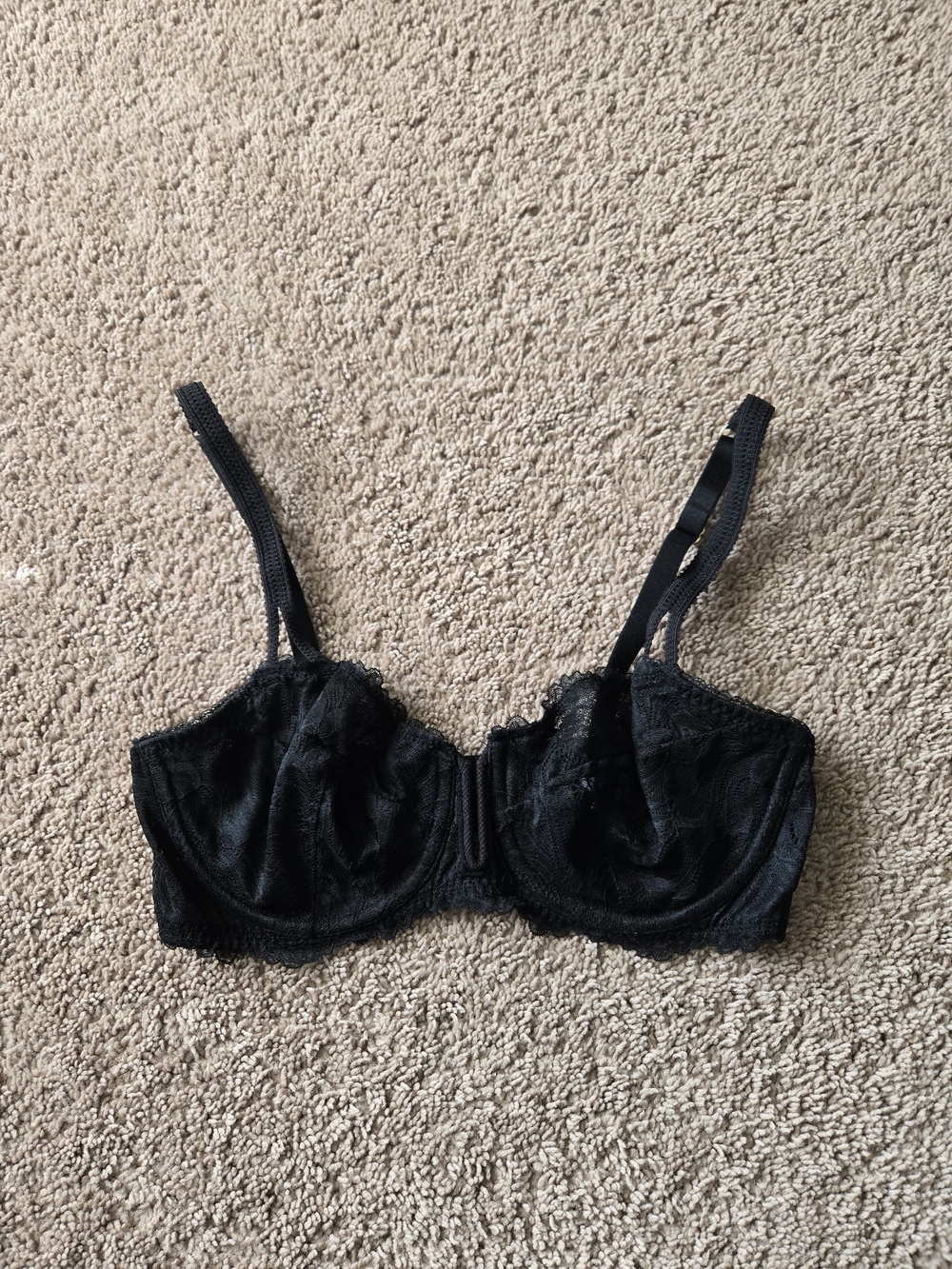 Beautiful Auden Women's Lace Unlined Balconette Bra in classic black, size 34C.
